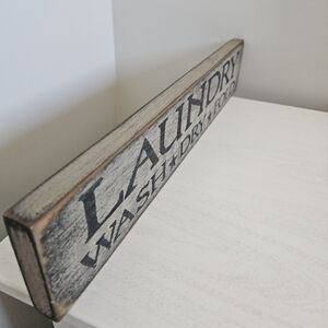 Home Decor: Charcoal Gray And Black LAUNDRY WASH DRY FOLD Wooden Sign